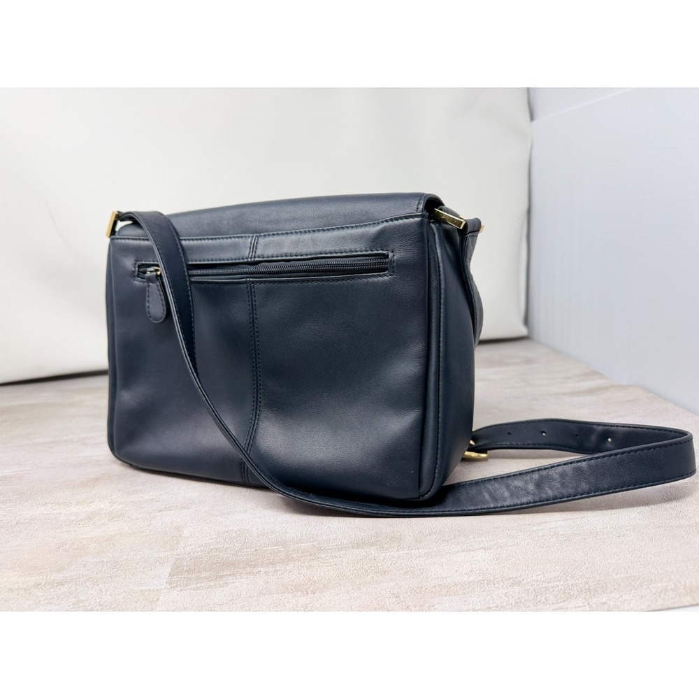 Vintage Etienne Aigner Navy Blue Leather Crossbody Shoulder Bag Organizer - Picture 6 of 8